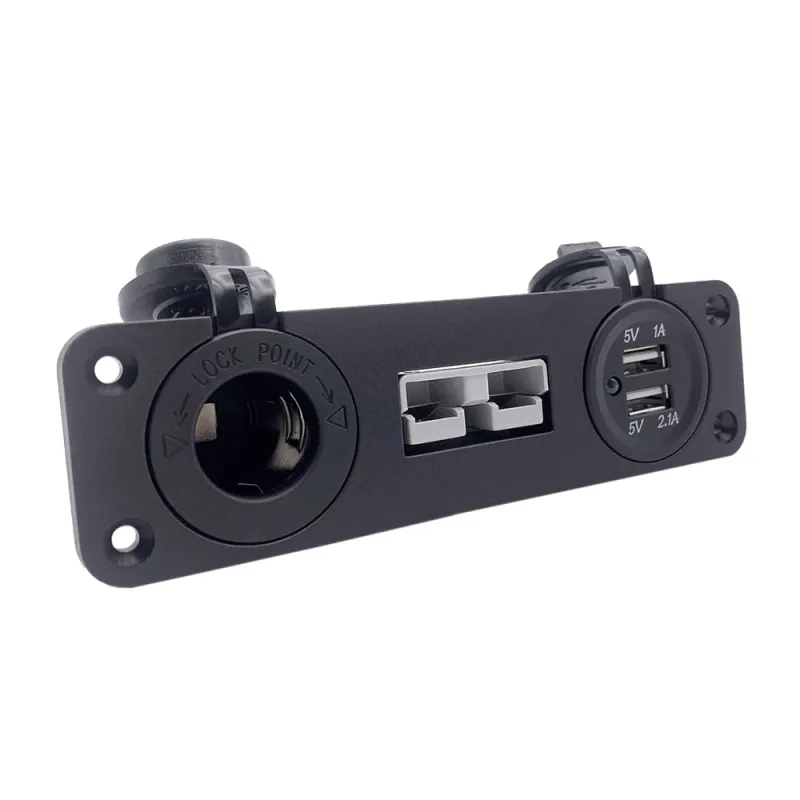 Detailansicht des USB-Anschlusses am Einbaurahmen Anderson-Stecker.