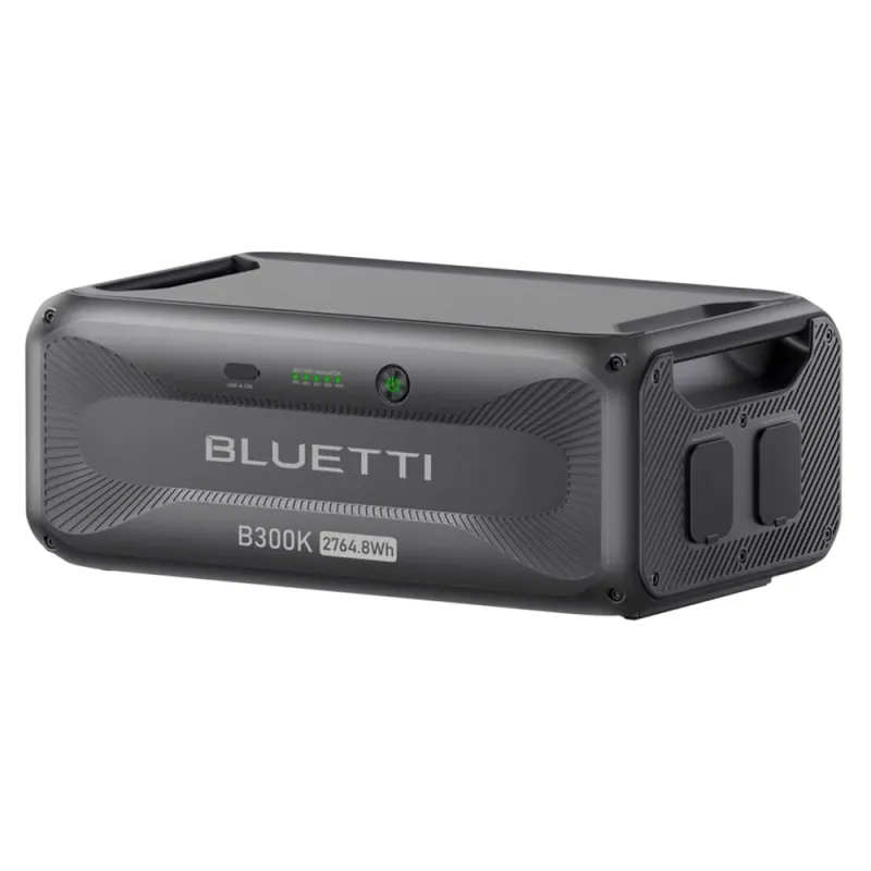 Rückansicht des Bluetti B300K mit Anschlüssen und USB-Ausgang