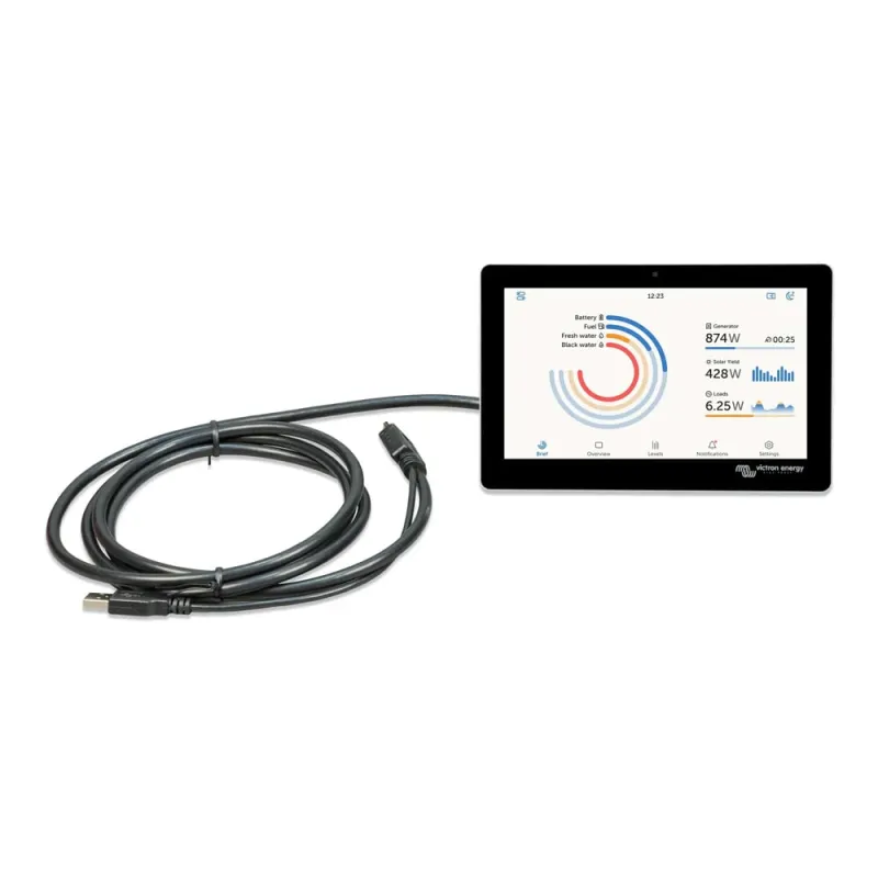 Seitliche Ansicht des Victron Energy Fern-Displays für bündigen Einbau