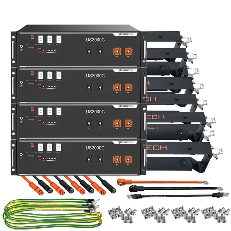 4x Pylontech US3000D LiFePO4 48V + Brackets + Anschlusskabel 14kWh Speicherpaket