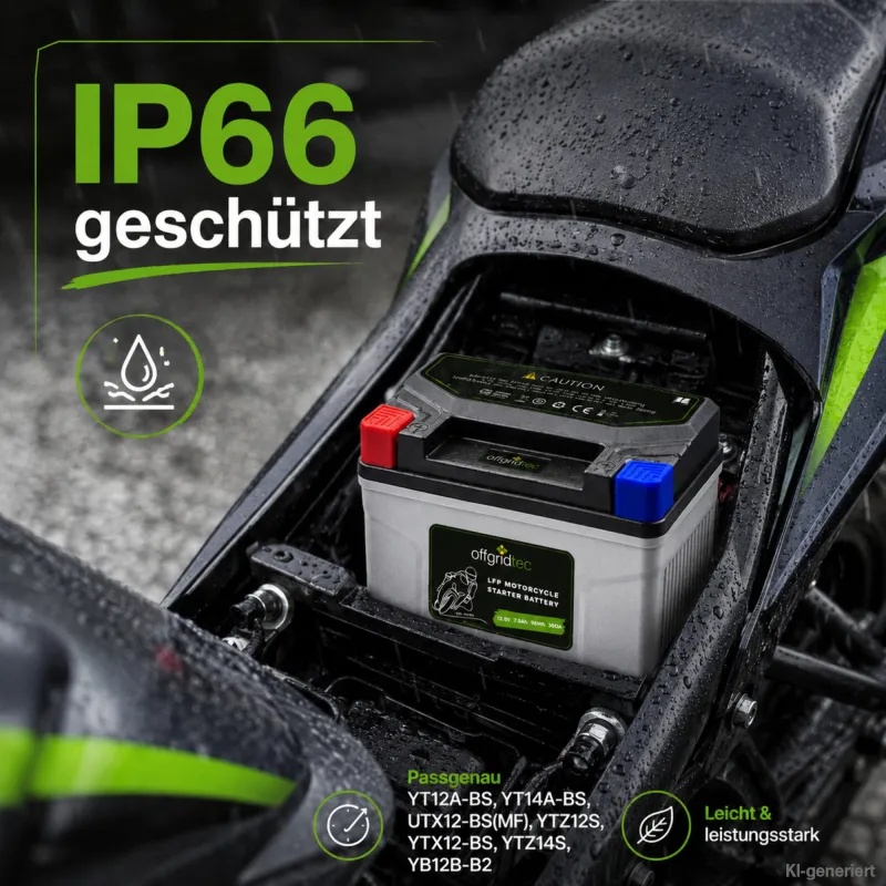Motorradbatterie LiFePO4 12,8V 7,5Ah Starterbatterie YT12A-BS, YT14A-BS, UTX12-BS(MF), YTZ12S, YTX12-BS, YTZ14S, YB12B-B2 – Bild 3
