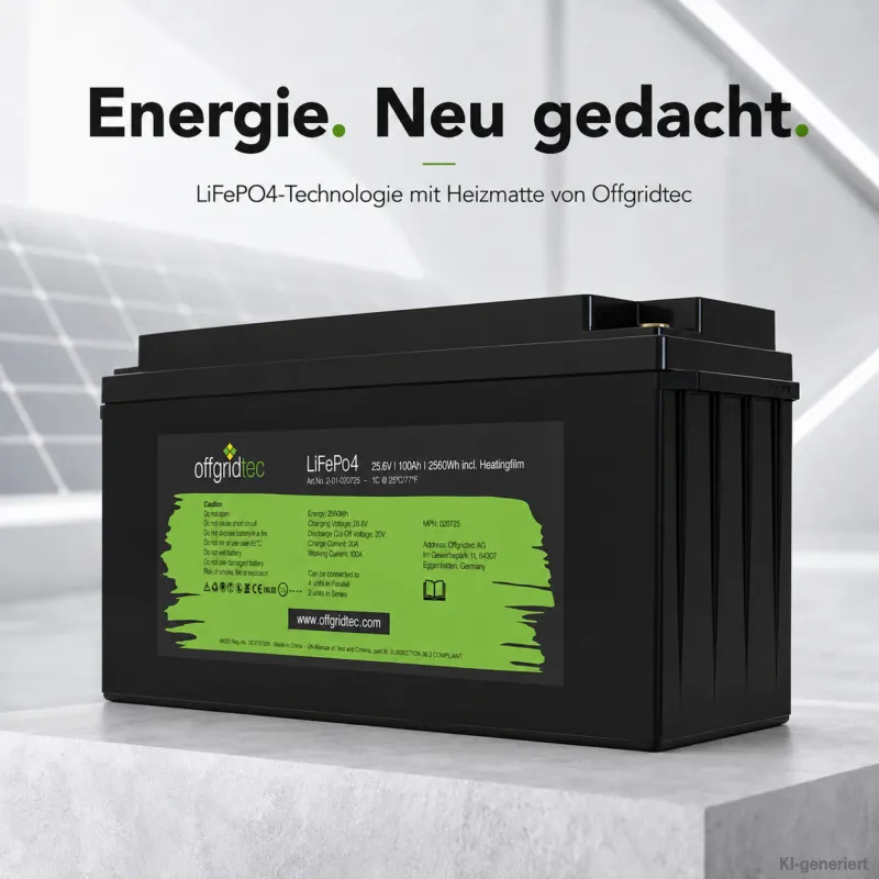 LifePO4 Akku 25,6/100 25,6V 100Ah mit BMS und Heizmatte 2560Wh – Bild 4