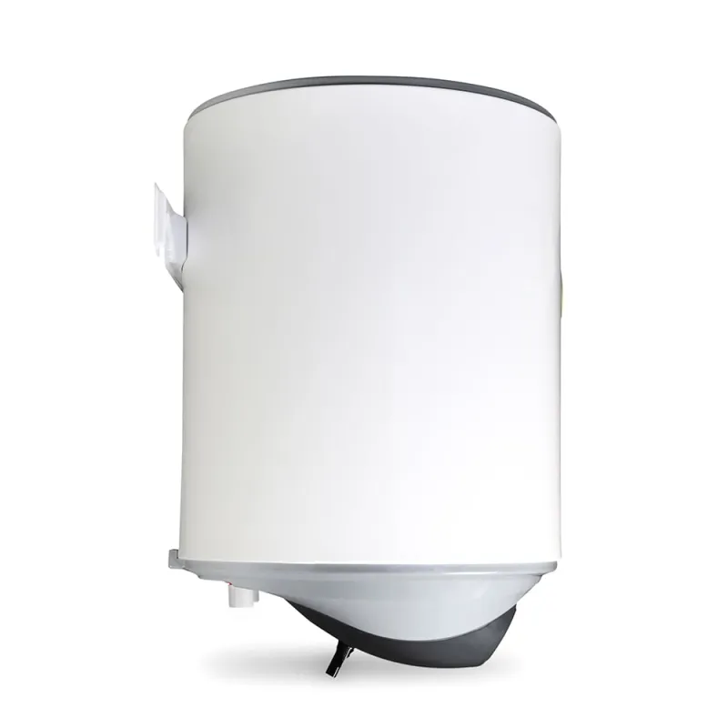 Seitliche Ansicht des Fothermo Photovoltaischen Wasser-Boilers, kompakte Bauweise für enge Räume.