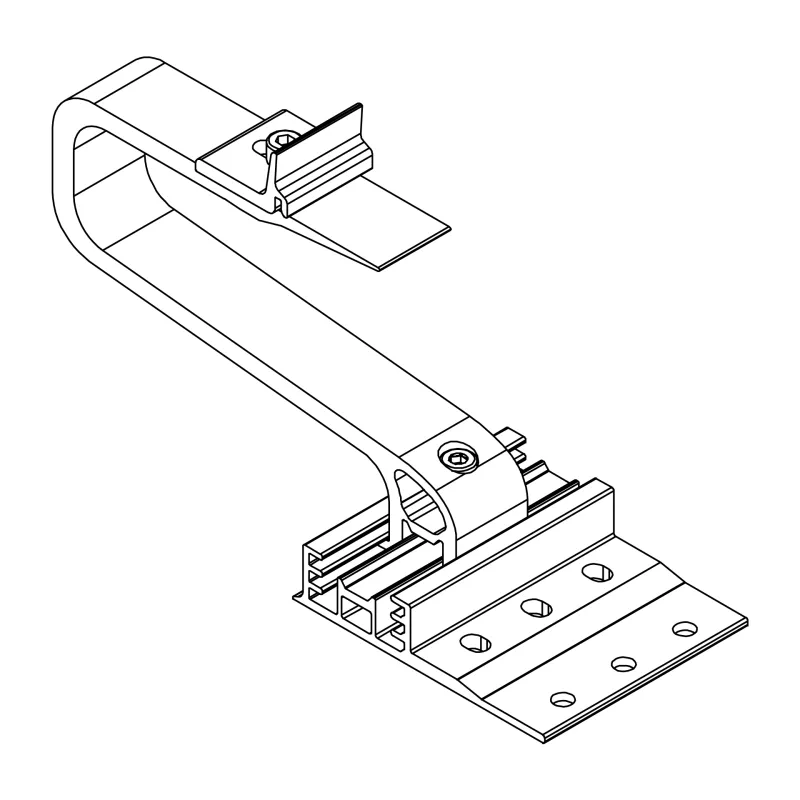 Seitliche Ansicht des Dachhakens SingleHook 3S Long mit Justiermöglichkeit.