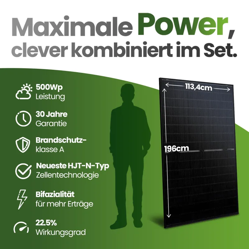 Solarmodul der Plug&Play PV-Anlage mit integriertem Batteriespeicher