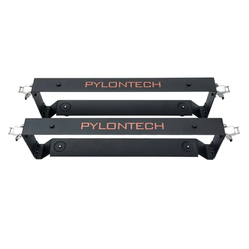 Seitliche Ansicht der Pylontech Halterung Brackets mit Befestigungslöchern für Wandmontage.