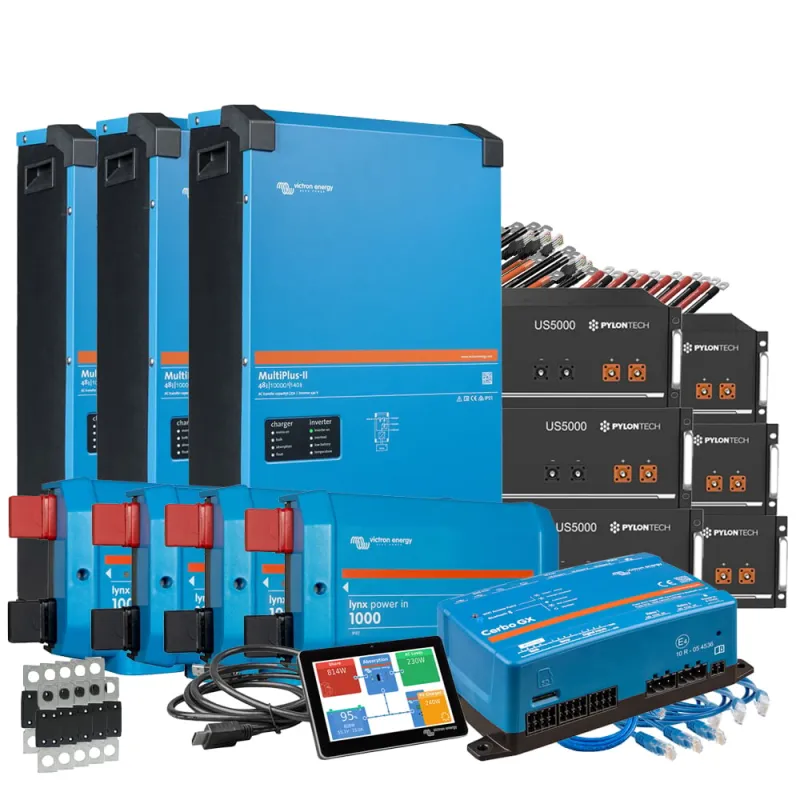 Backup-Kit 28,8kWh Pylontech LiFePO4 Akku - Victron MultiPlus II 48/10000 Wechselrichter 3-Phasig