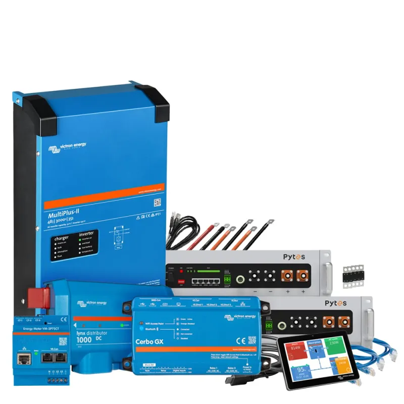 Backup-Kit 10,24kWh Pytes V5a Akku - Victron MultiPlus II 48/3000 Wechselrichter 1-Phasig mit Stromzähler