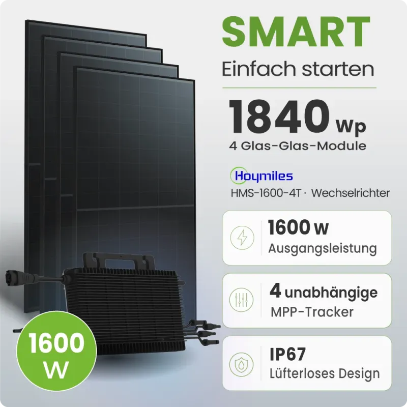 1840Wp Balkonkraftwerk Smart mit Hoymiles Mikrowechselrichter