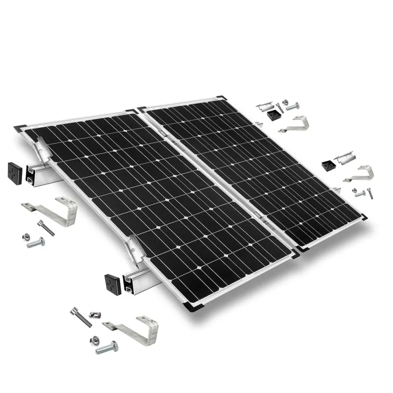 Befestigungskit mit Biberschwanz Dachhaken für Schrägdachmontage 2 Solarpanels Rahmenhöhe 40mm