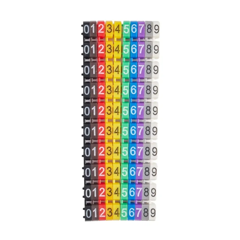Kabelmarker Clips 0–9, 100 Stück, für 4 mm² Kabel, je 10x Zahl
