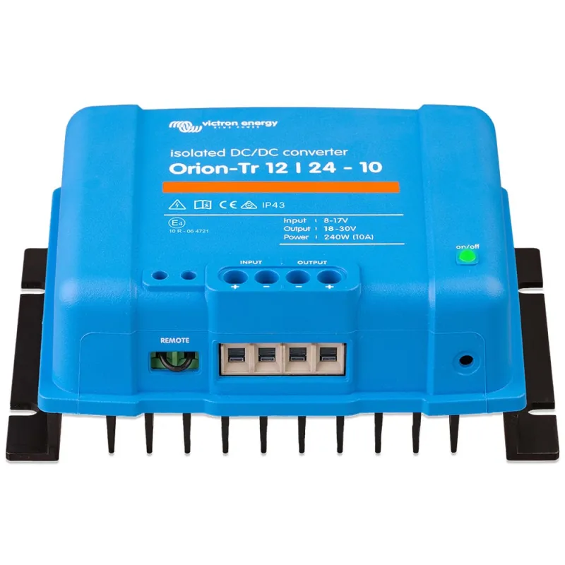 Frontansicht des Victron Energy DC/DC Wandlers Orion-Tr 12/24-10 iso mit Anschlussklemmen