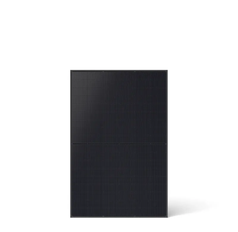 Frontalansicht des JA Solar Solarmoduls JAM54D41-LR mit 465 Wp und schwarzem Rahmen