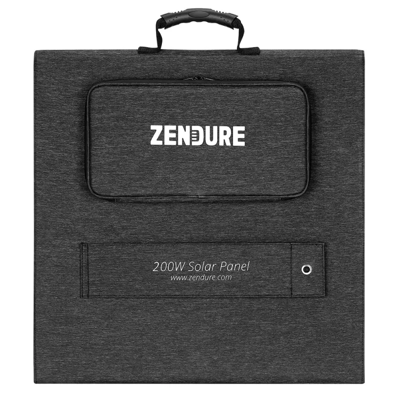 Zendure Solarmodul ZD200SP-bk-jh in Transporttasche, bereit für den mobilen Einsatz.