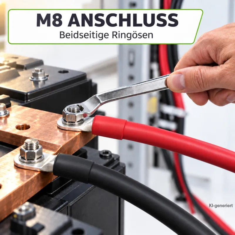 2m Batteriekabel 120mm² beidseitig M8 schwarz / rot – Bild 4