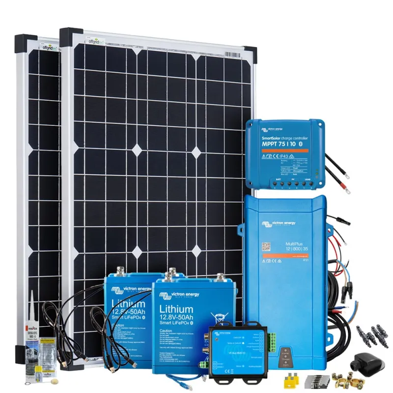 Mobil VeCore S 100W 1280Wh Wohnmobil Solaranlage inkl. MultiPlus12/800/35 Wechselrichter Laderegler - schwarz
