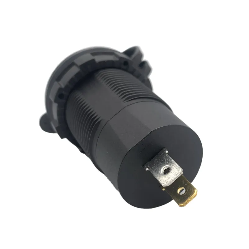 USB Doppelsteckdose mit Anschlusskabeln für 12V/24V-Installationen.