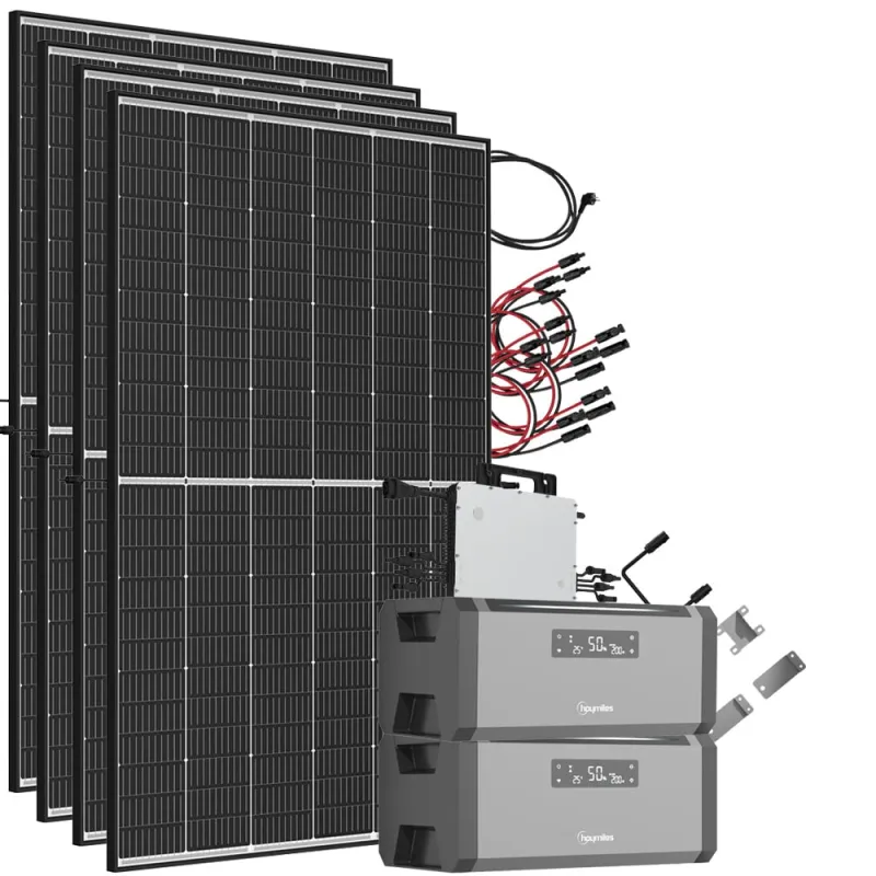 3,84 kWh 1880W HiBattery HB-1920 Speichersystem Doppelglas Solarmodule inkl. Hoymiles HMS-1600-2T Wechselrichter 1-phasig