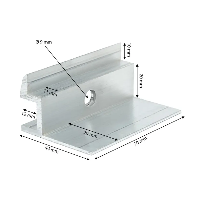 40mm Endklemme Aluminium für Solarmodule mit 40mm Rahmenstärke – Bild 2