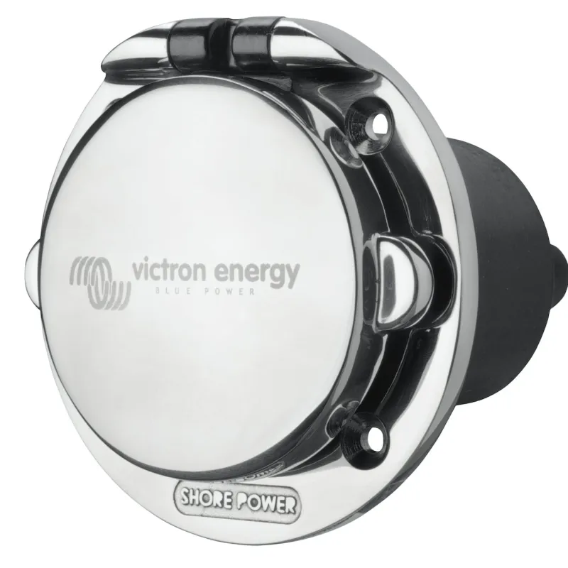 Steckdose Victron Edelstahl mit Abdeckung 16A/250Vac (2p/3w)