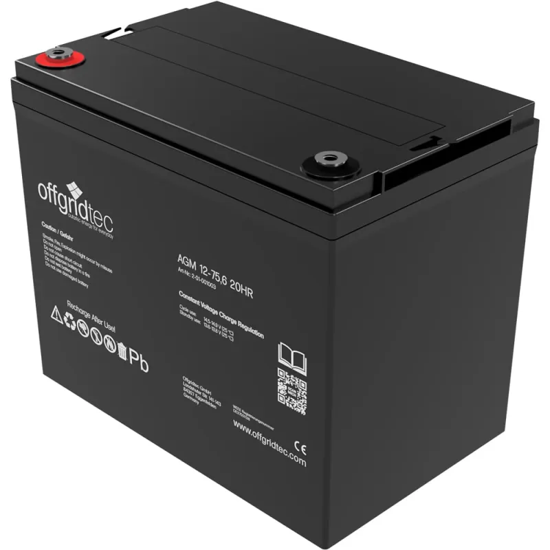 AGM 75,6Ah 20HR 12V - Solar Batterie Akku Extrem zyklenfest