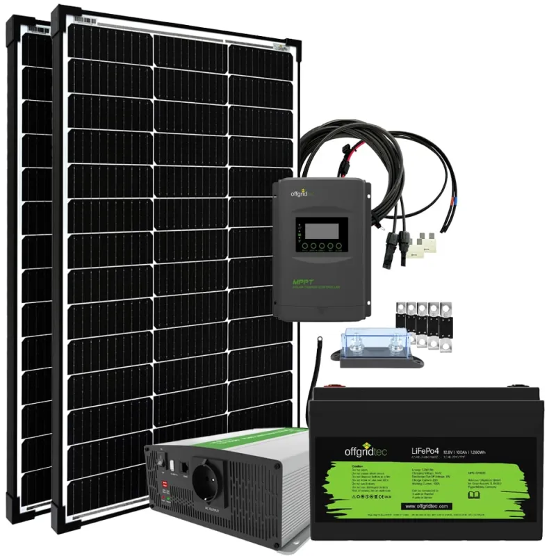 Autark Pro M 200W Solaranlage - 1500W AC Leistung 100Ah LiFePO4 Akku