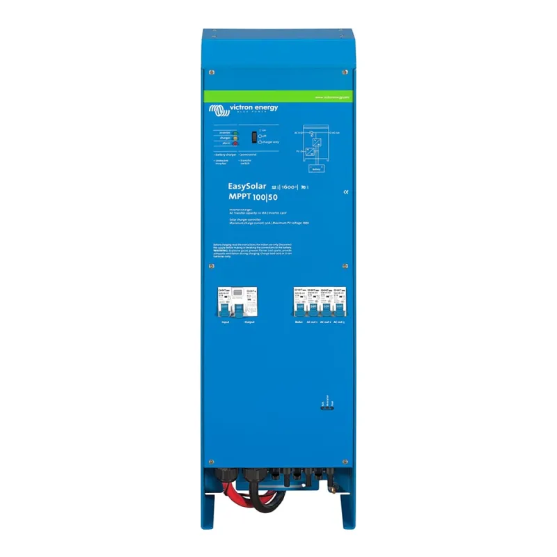 Victron Energy Solarladeregler MPPT mit Wechselrichter und Ladegerät für 12-V-Batteriesysteme – Frontansicht.