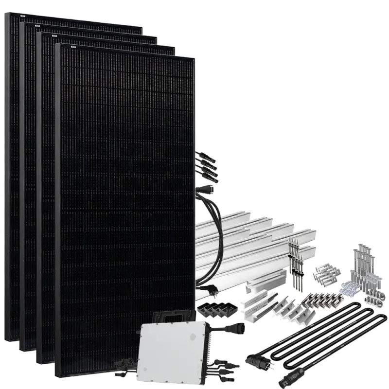 Solar-Direct 1800W HMS-1600-4T Solaranlage Full Black - 5m Anschlusskabel – Montageset Stockschrauben