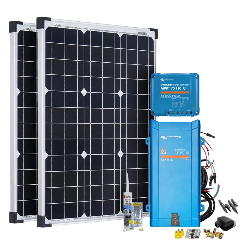 Mobil VeCore S 100W Wohnmobil Solaranlage inkl. MultiPlus12/800/35 Wechselrichter und Laderegler - schwarz