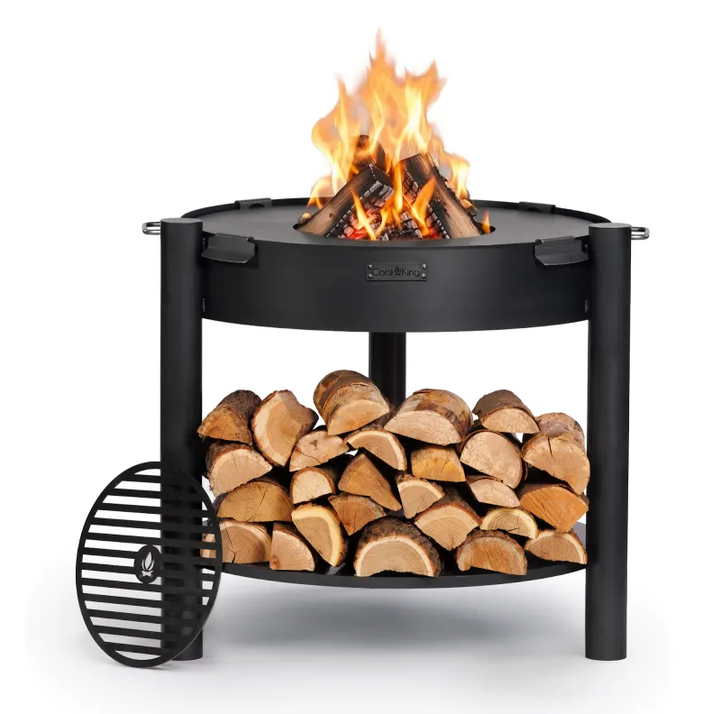 Cookking Hohe Feuerschale "MONTANA" 80 cm mit Grillplatte 78 cm (4 Griffe) und Grillrost 37 cm – Bild 2