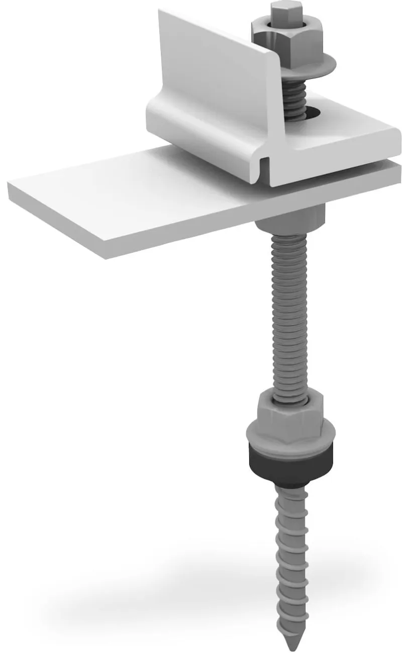Detailansicht der Edelstahl-Stockschraube M10 x 200 mm mit Gewinde für Photovoltaik-Unterkonstruktionen.