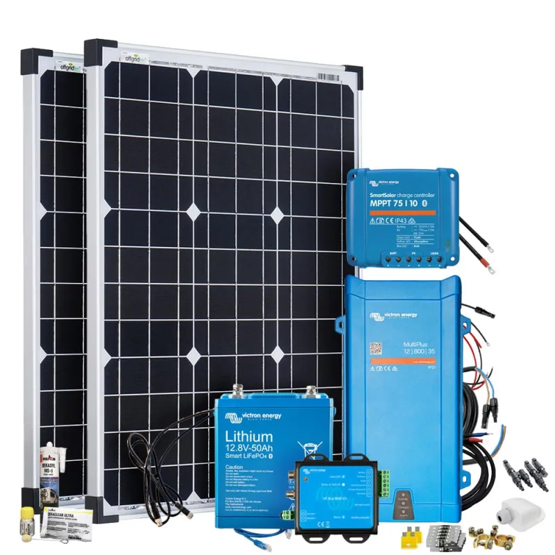 Mobil VeCore S 100W 640Wh Wohnmobil Solaranlage inkl. MultiPlus12/800/35 Wechselrichter Laderegler - weiß