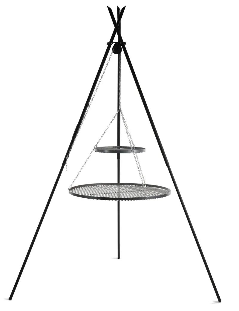 Cookking Schwenkgrill "TIPI" 210 cm - Doppelrost aus Rohstahl 70 cm + 40 cm – Bild 2