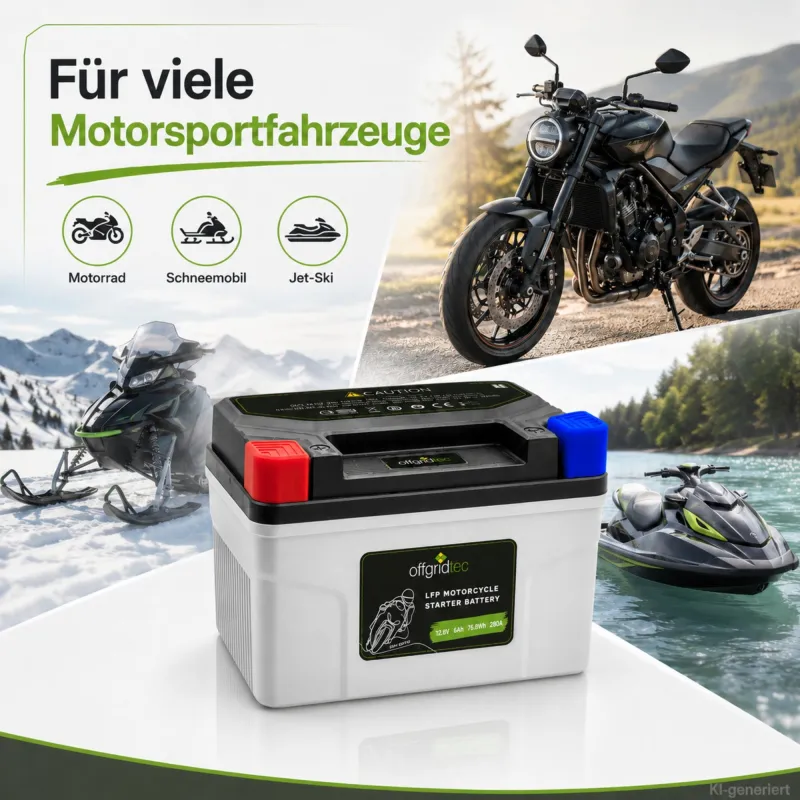 Motorradbatterie LiFePO4 12,8V 6Ah Starterbatterie YTX7A-BS, UTZ10S(MF), YTZ10S, UTX9-BS(MF) – Bild 4