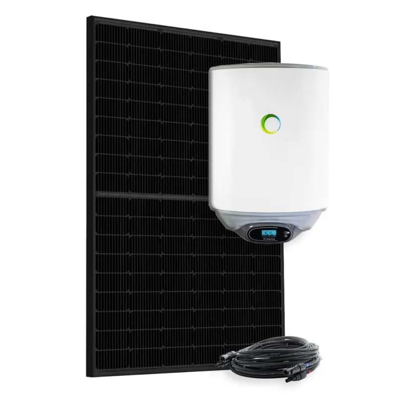 Solaranlage 014145 mit 450-Wp-Modul und 30-Liter-Fothermo-Boiler zur Warmwasserbereitung.