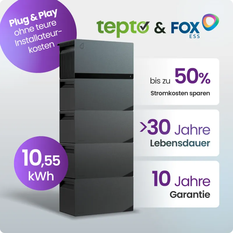 Balkonkraftwerk 4000W mit Avocado und FoxEss Q1-2000-E mit 10,55 kWh Speicher FoxEss Avocado