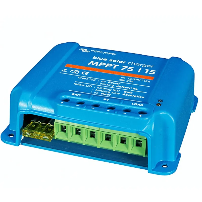 Frontansicht des Victron Energy Solarladereglers MPPT 75/15