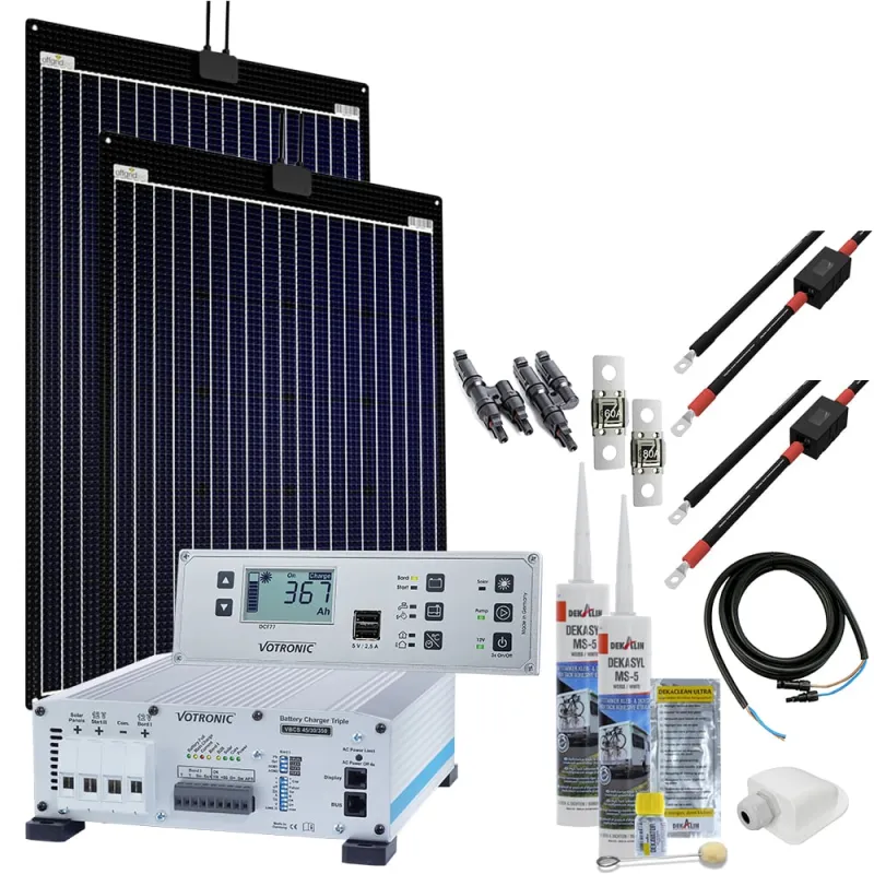mTriple Flex L Wohnmobil Solaranlage mit 2 x 160W 45/30/350 VBCS Triple Charger und 5748 VPC Jupiter Kombipanel