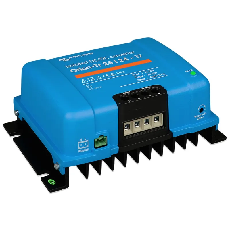 Victron Energy DC/DC Wandler in Verpackung mit technischen Daten auf dem Karton