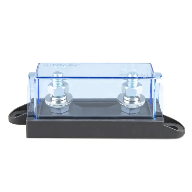 Seitliche Ansicht des 2-fach MEGA-Fuse Sicherungshalters mit montierter Sicherung