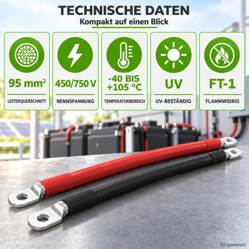2m Batteriekabel 95mm² beidseitig M8 schwarz / rot – Bild 2
