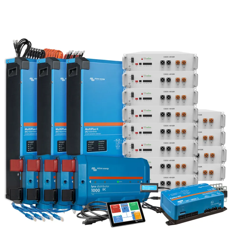 Backup-Kit Nachrüstsatz 61,4 kWh mit Pytes E-Box 48100R-TE+ Akku Victron Multiplus II 48/10000 3-Phasig