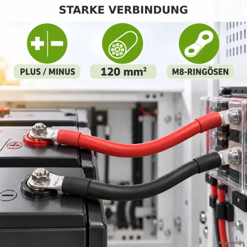 2m Batteriekabel 120mm² beidseitig M8 schwarz / rot – Bild 3