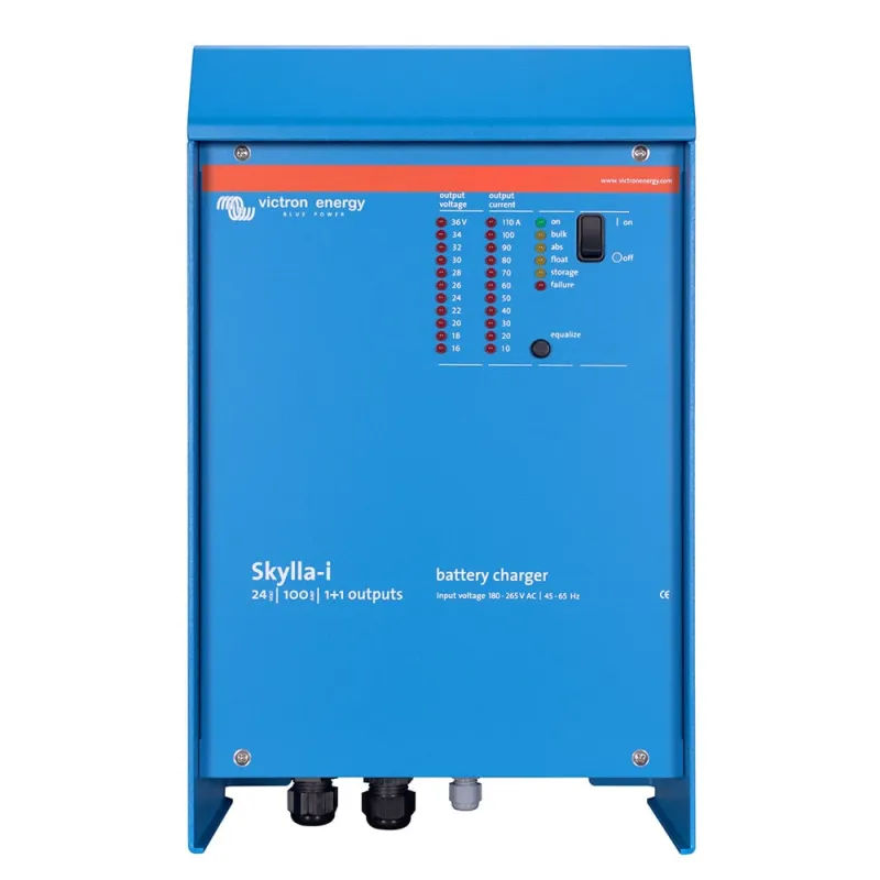 Victron Skylla-i 24/100 (1+1) Batterieladegerät für Victron Energy Batteriespeicher und 24V-Systeme, Frontansicht.