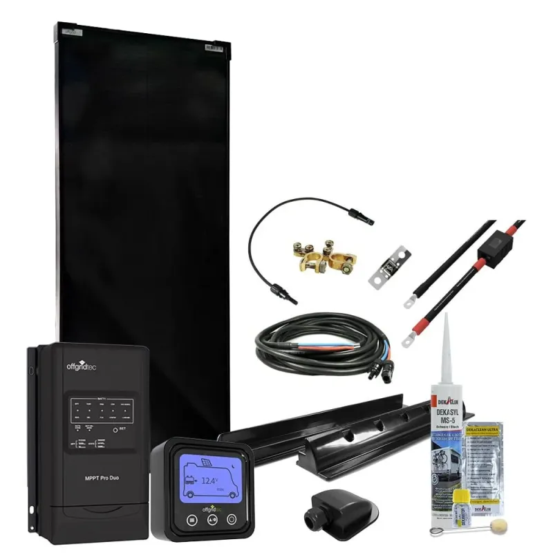 MobileBlack M 100W Wohnmobil Solaranlage 30A MPPT DUO Laderegler OLP PERC Solarmodul