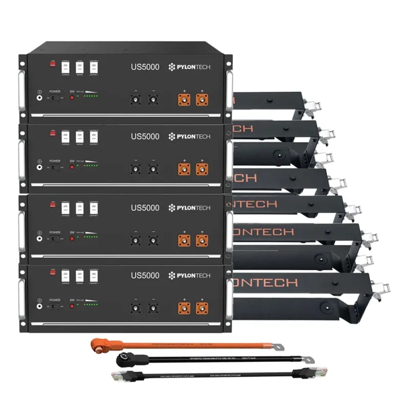 4x Pylontech US5000 LiFePO4 48V + Brackets + Anschlusskabel 19,2kWh Speicherpaket