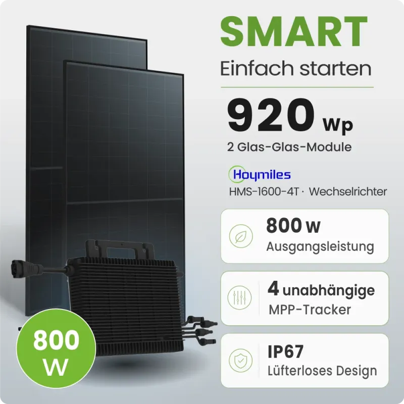 920Wp Balkonkraftwerk Smart mit Hoymiles Mikrowechselrichter