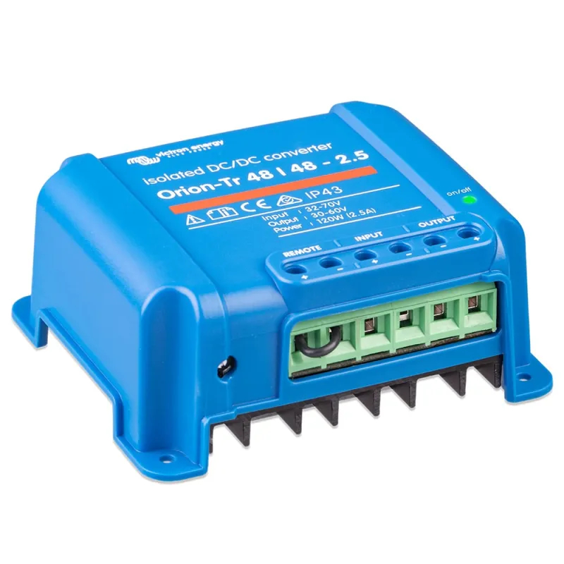 Technische Zeichnung des Victron Energy DC/DC Wandlers mit Abmessungen 113 x 100 x 47 mm