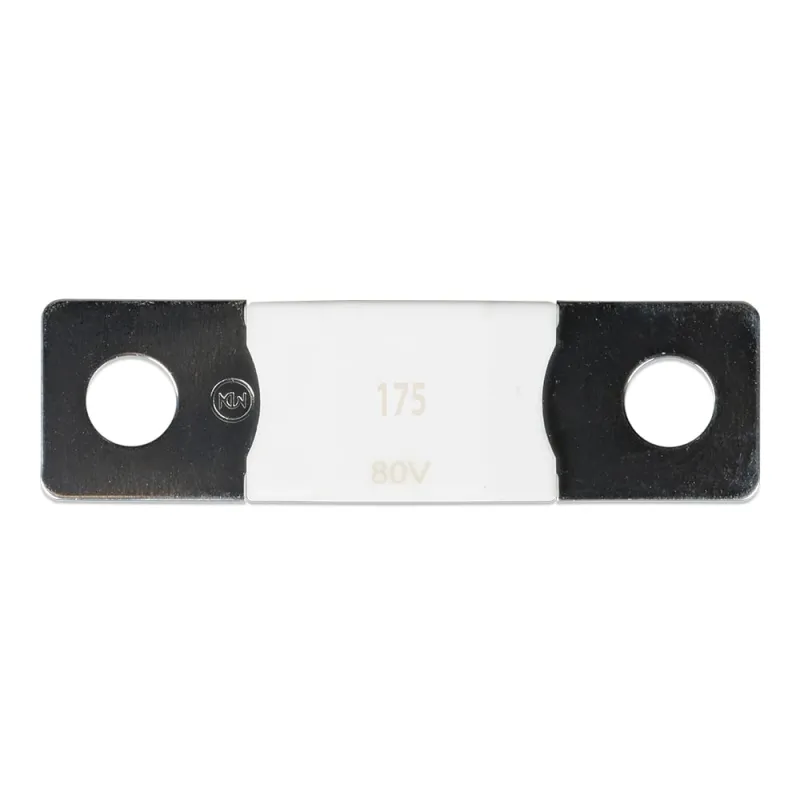 Einzelne Victron Energy Sicherung mit 175 Ampere Nennstrom und 80 Volt Spannungsfestigkeit.