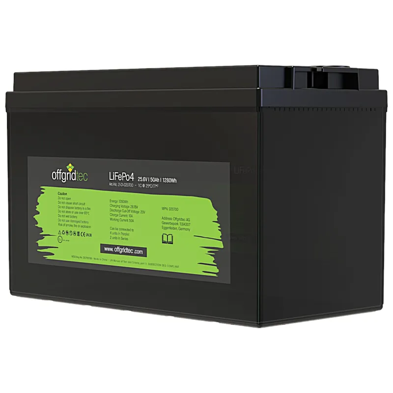 LiFePO4 Akku 25,6/50 24V 50Ah BMS integriert 1280Wh